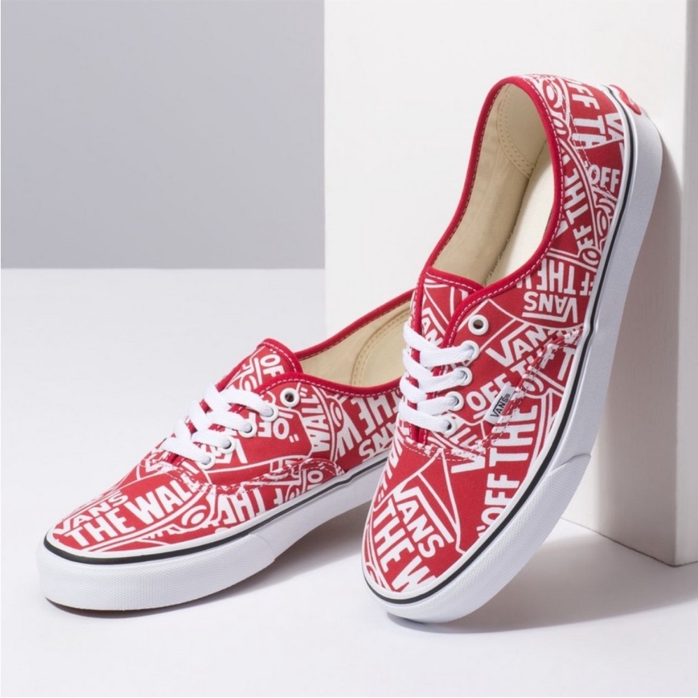 Vans All Over Logo Print Authentic Skate Shoes